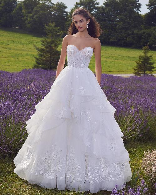 La24108 lace and tulle princess ball gown wedding dress with long train1